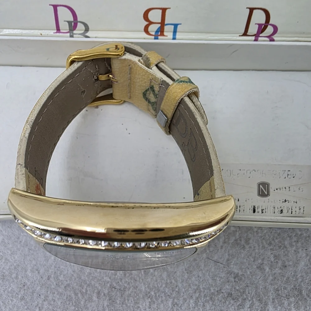 Vintage Dooney & Bourke Gold-tone Rhinestones Logo Design Watch Y2K